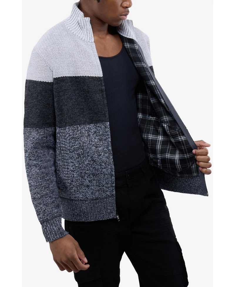 Cultura Men's Full Zip Mock Neck Sweater With Fleece Lining