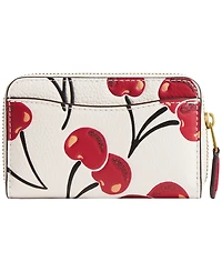 Coach Boxed Small Cherry Print Leather Essential Zip Around Card Case