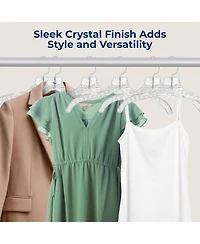 SereneLife 12 Pcs. Clear Plastic Hangers – Non-Slip, Crystal-Cut, Durable & Space-Saving Invisible Hangers for Suits & Clothing (Transparent)