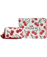 Coach Boxed Mini Cherry Print Leather Essential Cosmetic Pouch
