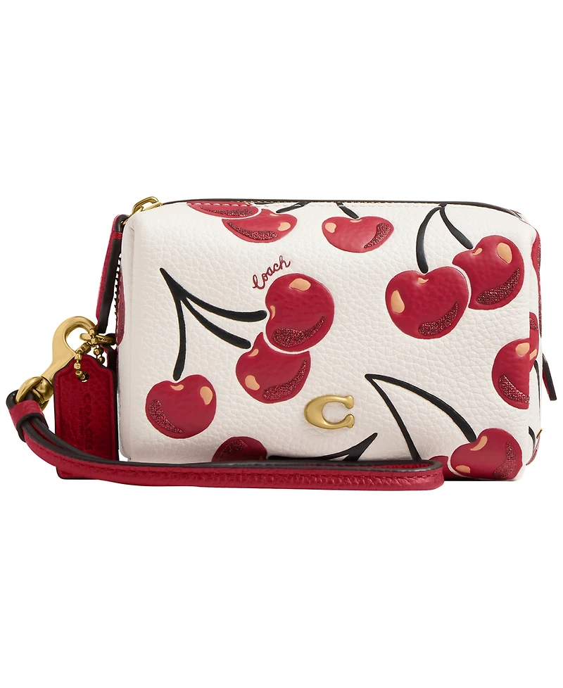 Coach Boxed Mini Cherry Print Leather Essential Cosmetic Pouch