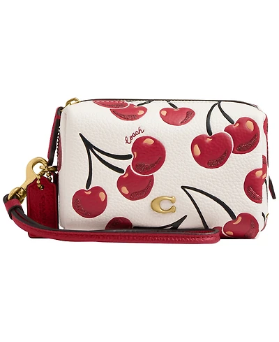 Coach Boxed Mini Cherry Print Leather Essential Cosmetic Pouch