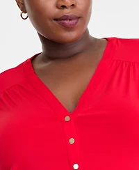 I.n.c. International Concepts Plus V-Neck Long-Sleeve Top, Macy's Exclusive