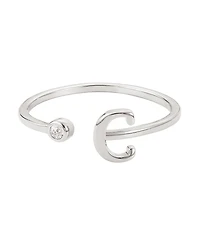 Adornia Silver Adjustable Cz Initial Ring
