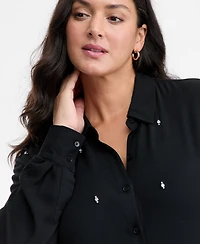 I.n.c. International Concepts Plus Size Embellished-Front Shirt, Macy's Exclusive