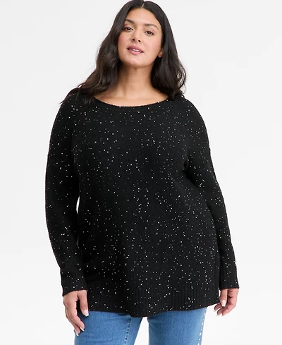 I.n.c. International Concepts Plus Roving Sequin Boat-Neck Tunic Sweater, Macy's Exclusive
