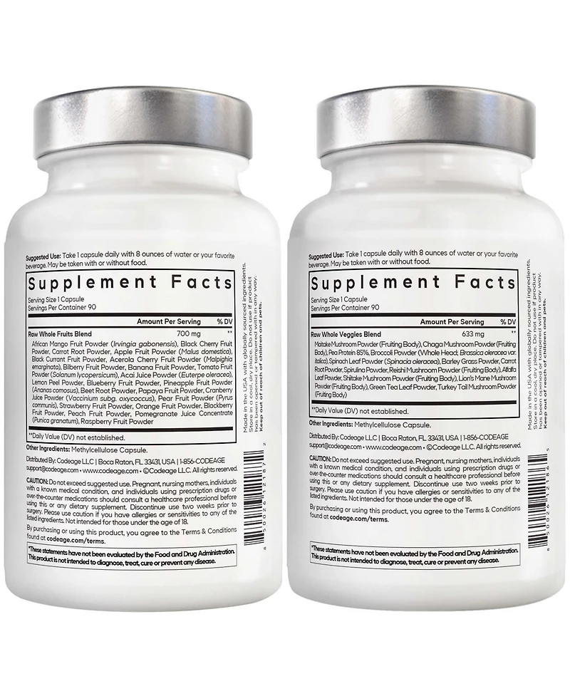 Amen Fruits + Veggies Vitamins Bundle Multivitamin Capsules Super Greens Red Fruits Superfood Supplement - 180ct