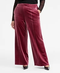 I.n.c. International Concepts Plus High-Rise Wide-Leg Velvet Pants, Created for Macy's