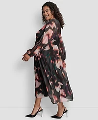 Dkny Plus Long Sleeve Empire Waist Maxi Dress