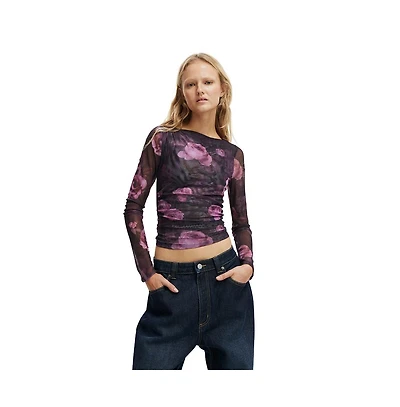 Cotton On Women's Ashley Mesh Long Sleeve Top