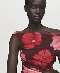 Mango Women's Asymmetrical Floral Dress