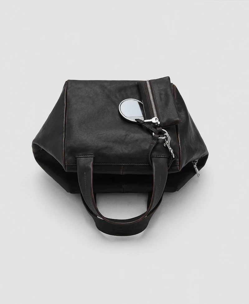 Mango Women's Charms Detail Leather Clutch