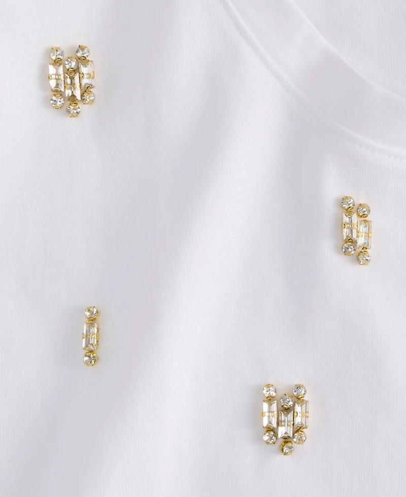 I.n.c. International Concepts Women's Cotton Embellished Tee, Macy's Exclusive
