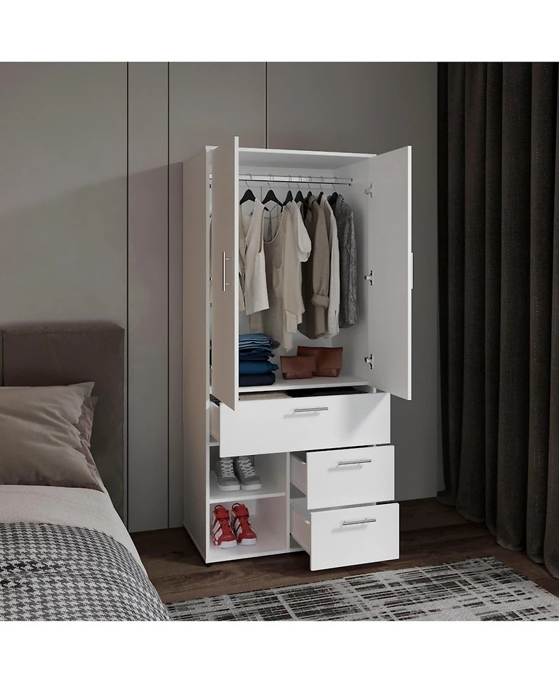 Riverdale Armoire, 2 Doors, 3 Drawers, Shelves, 6 Legs, Black Wengue