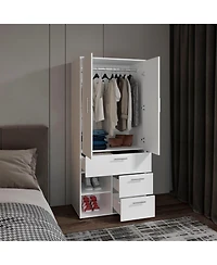 Riverdale Armoire, 2 Doors, 3 Drawers, Shelves, 6 Legs, Black Wengue