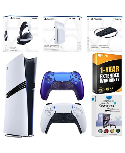 Sony PlayStation 5 Pro Digital Bundle with Disc Drive, Extra Controller, Pulse Elite Wireless Gaming Headset, Vertical Stand