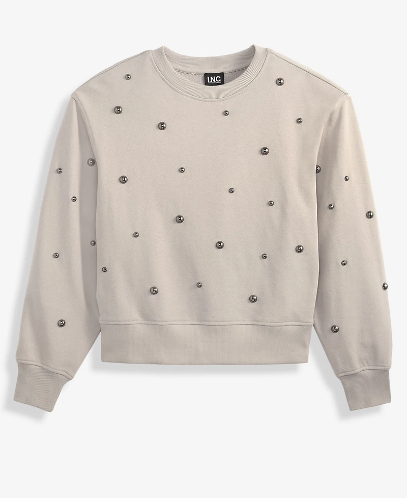 I.n.c. International Concepts Women's Studded French Terry Sweatshirt, Macy's Exclusive