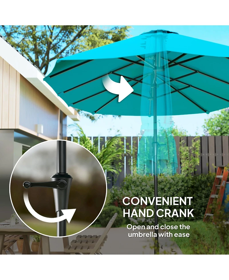 Outsunny 13 ft. Extra Large Patio Umbrella, UPF30+ Double