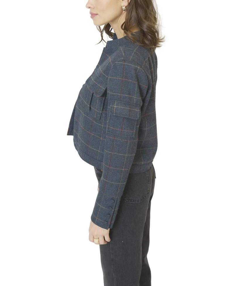 Central Park West Women's Eden Plaid Military Jacket