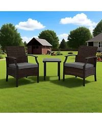 Boyel Living Rattan-Woven Powder-Coated Detachable 3-Piece Chat Set