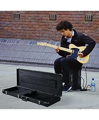 Yescom Universal Rectangular Electric Guitar Hard Case w/ Folding Guitar Floor Stand