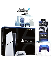 Sony PlayStation 5 Slim Digital PS5 with Extra Chroma Indigo Controller, Dual Charging Dock and MightySkins Voucher Bundle