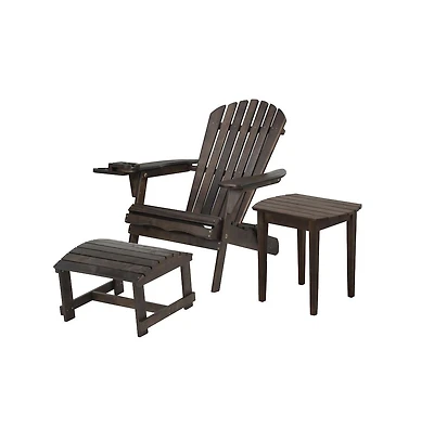 Jiallo Foldable Adirondack Chair With Cup Holder Bristro Set With Ottoman