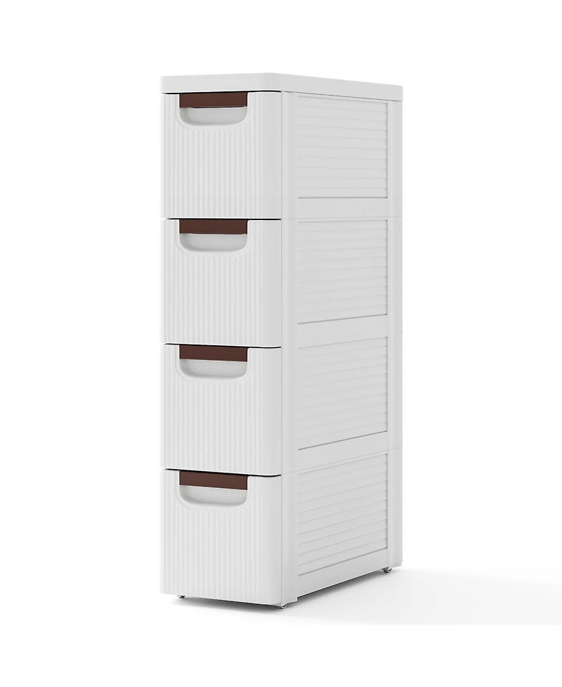 4-Drawer Rolling Organizer Unit Narrow Storage Cabinet with Built-In Wheels for Small Space