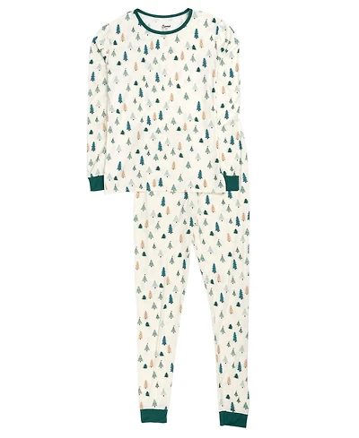 Leveret Kids Two Piece Bamboo Pajamas, Pine Tree, Matching Family Christmas Pajamas