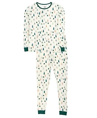 Leveret Kids Two Piece Bamboo Pajamas, Pine Tree, Matching Family Christmas Pajamas