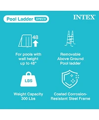 Intex Steel Frame Above Ground Swimming Pool Ladder for 48 Inch High Wall Pools