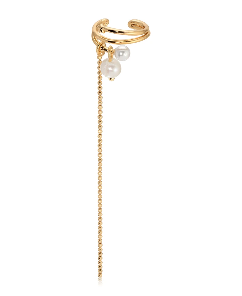Ettika Cultivated Pearl Drama Gold Cuff Earrings Set