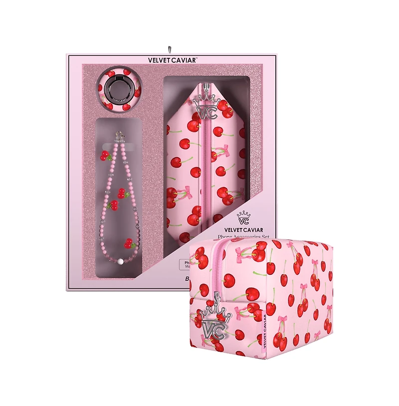Velvet Caviar Gift Set with Charm, Grip Ring, Travel Bag