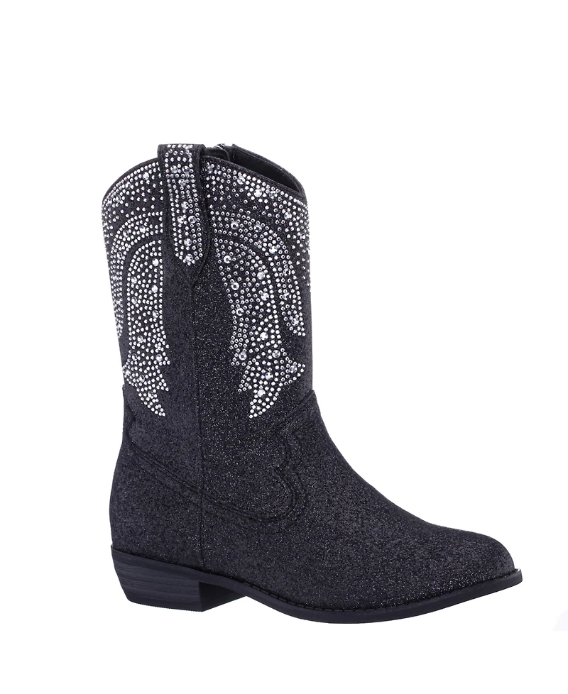 Nina Little and Big Girls Glitter Side Zip Cowboy Boots