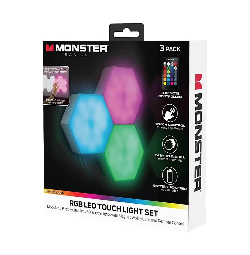 Multi-Color Led Touch Light 3-Pack with Remote Control