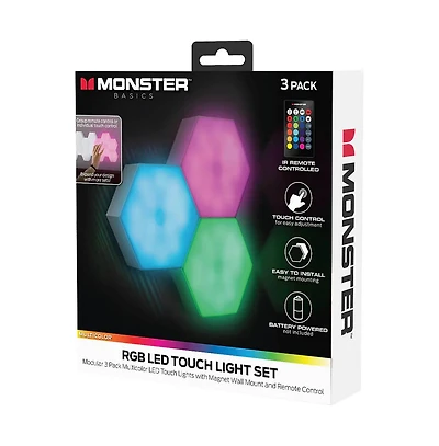 Multi-Color Led Touch Light 3-Pack with Remote Control