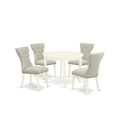 East West Furniture Dining Room Set Linen White