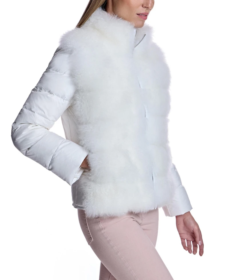 Julia & Stella by Maximilian Women's Cashmere Goat Trimmed Puffer Jacket