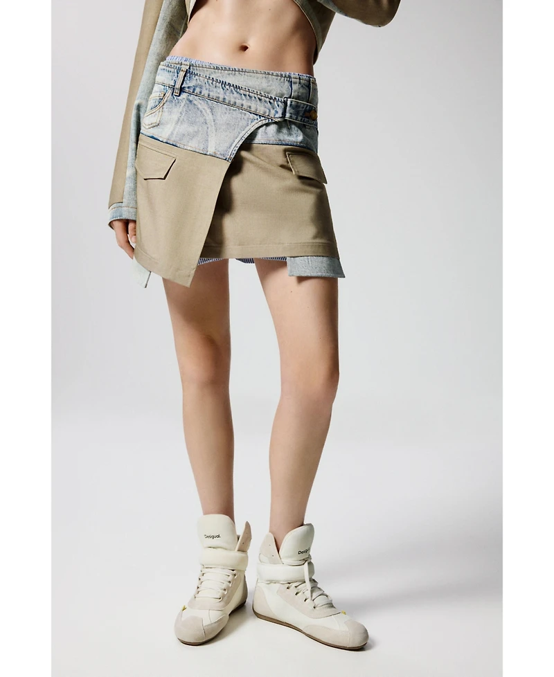 Desigual Women's Short bimaterial skirt