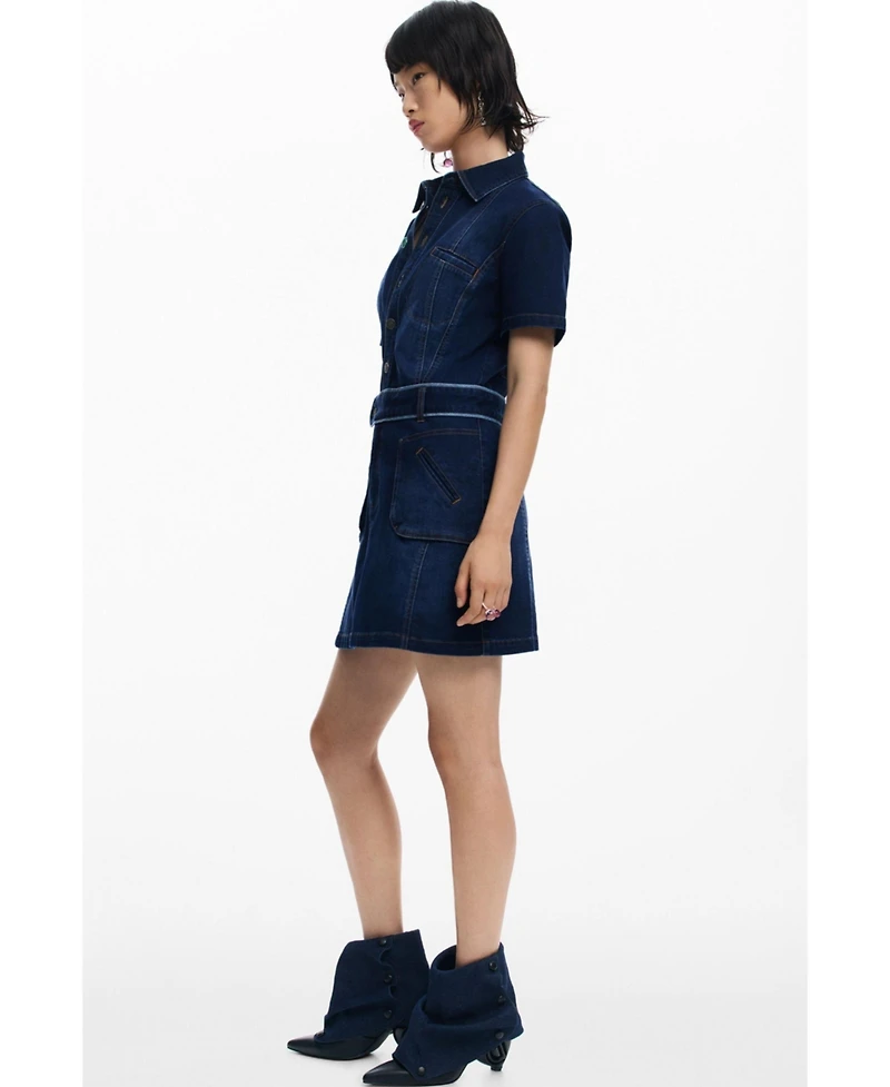 Desigual Women's Short denim dress with belt