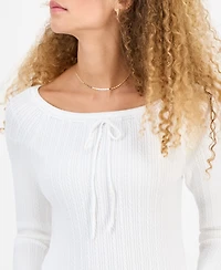 Ultra Flirt Juniors' Off-The-Shoulder Cable-Knit Sweater