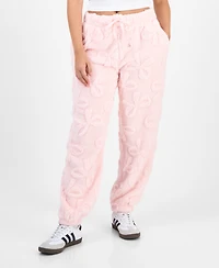 Rebellious One Juniors' Embossed Sherpa Jogger Pants