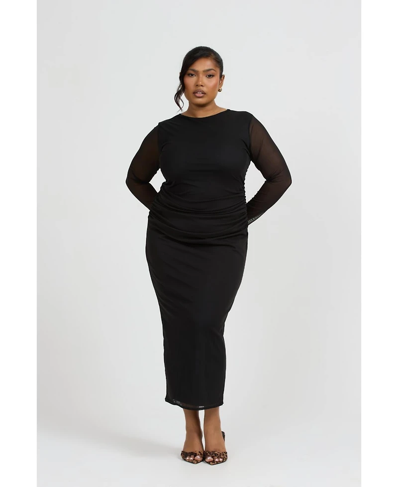 Fashion-szn Curve Women's Curve Long Sleeved Midaxi Dress