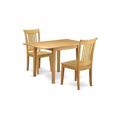 East West Furniture Dining Room Set Oak, NDPO3-oak-w
