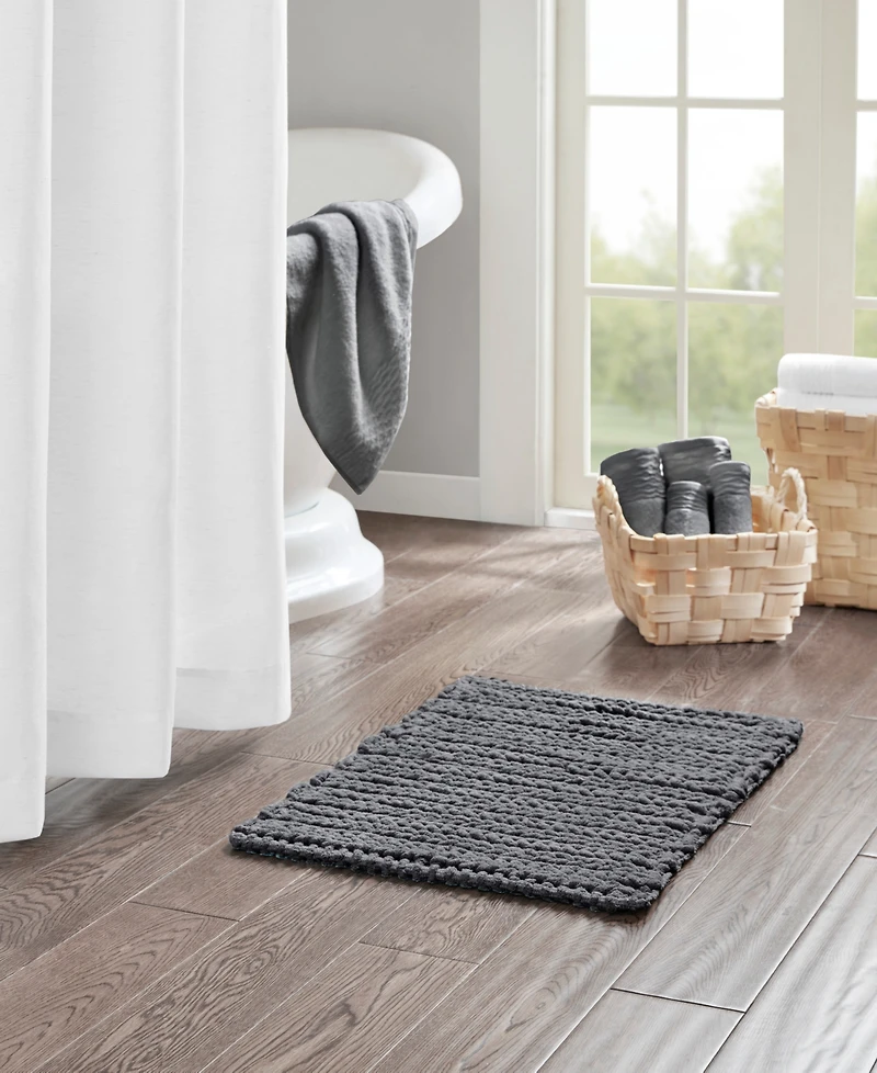 Madison Park Lasso Yarn-Dyed Cotton Chenille Bath Rug, 17" x 24"