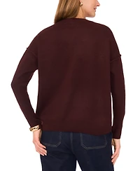 Vince Camuto Women's Cozy Crewneck Star-Print Dropped-Shoulder Sweater