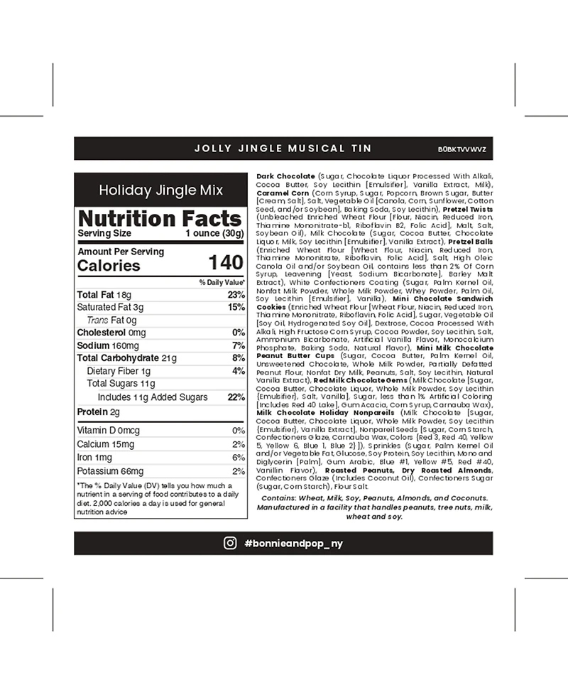 Bonnie & Pop Christmas Musical Popcorn Tin, Small