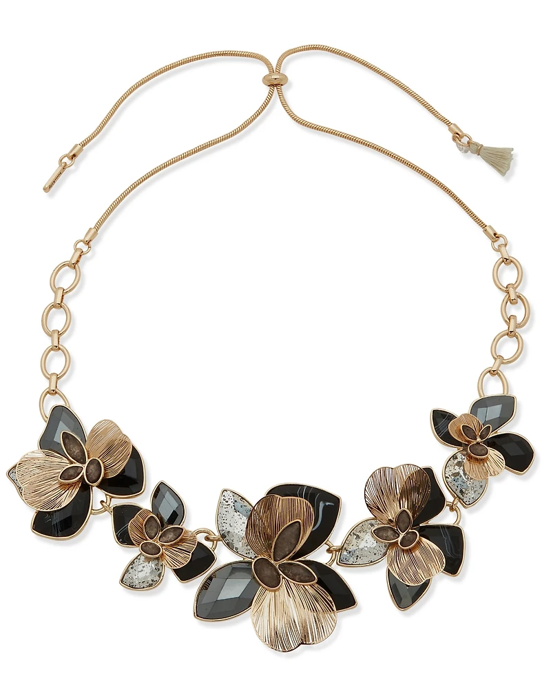 lonna & lilly Gold Tone Flower Slider Frontal Necklace