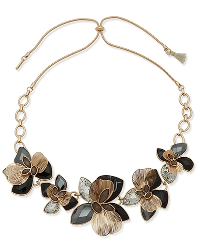 lonna & lilly Gold Tone Flower Slider Frontal Necklace