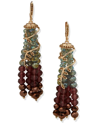 lonna & lilly Glass Stone Beaded Vine Linear Earrings
